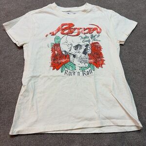Poison Band Tee Skull Roses Graphic T-Shirt XS Rock N Roll Licensed 2023 0452